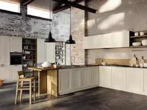 Cucina ad angolo in legno di rovere con penisola Charme Gola di Mirandola