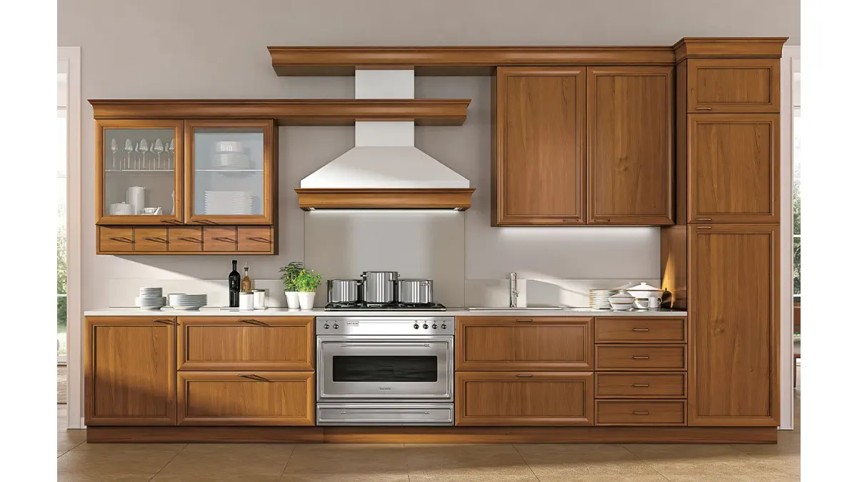 Cucina lineare su misura Le Gemme in legno composizione 02 di Le Fablier