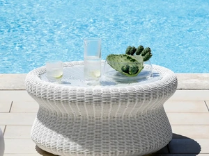  Tavolino con top in Vetro e fibra sintetica intrecciata Agorà di Unopiu