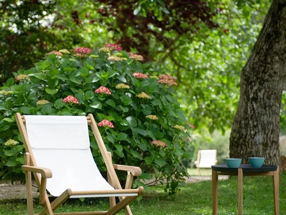 Sdraio in teak con telo di cotone Clio di Unopiu