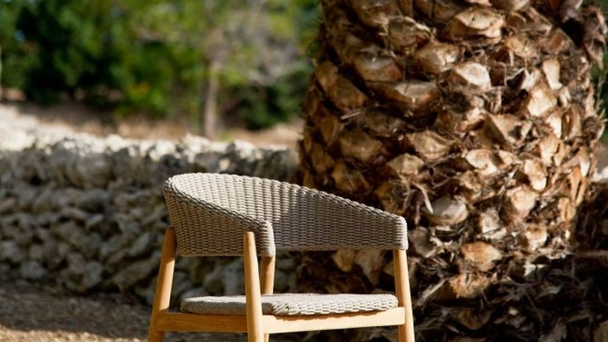 Sedia in corda e teak Pevero di Unopiu