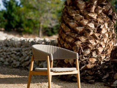 Sedia in corda e teak Pevero di Unopiu