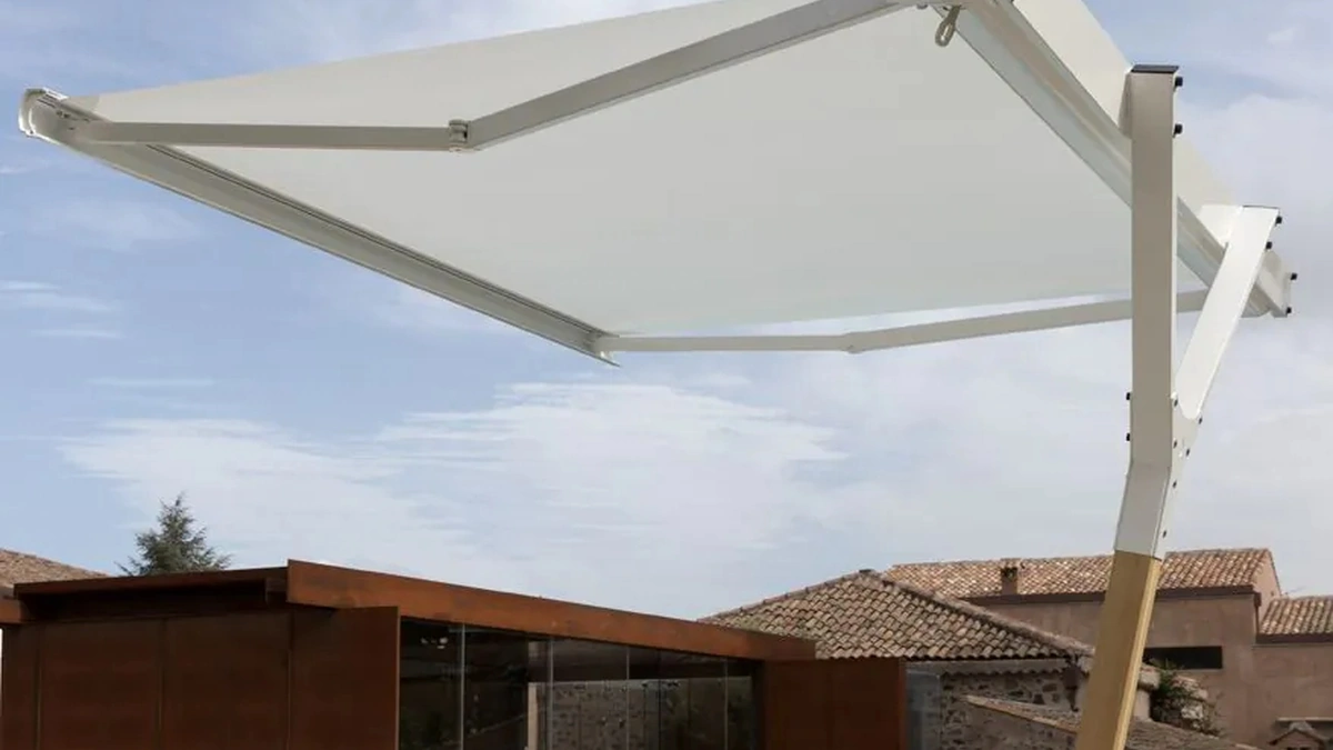 Ombrellone manuale Salento in alluminio e cemento con telo acrilico di Unopiu