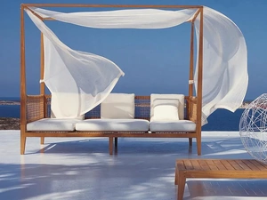 Divano Alcova Synthesis in teak, fibra sintetica e tessuto di Unopiu