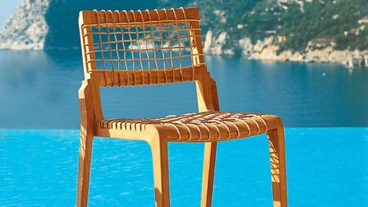 Sedia in teak e fibra sintetica Synthesis di Unopiu